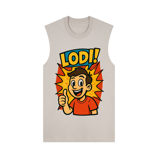 Lodi! Pop Art Muscle Tee with Red Shirt Guy - Unisex
