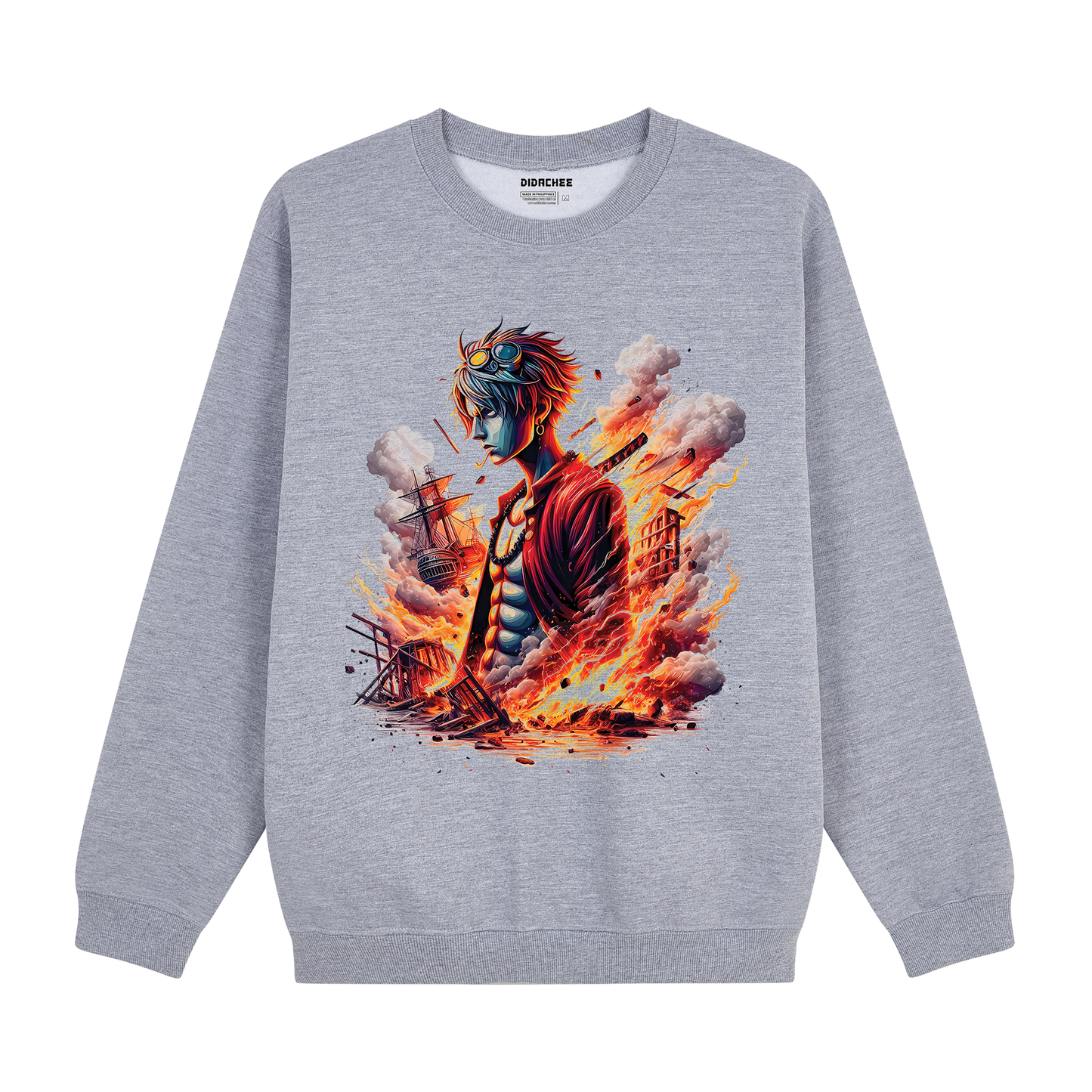 Ace Fiery Destruction One Piece Sweatshirt - Unisex