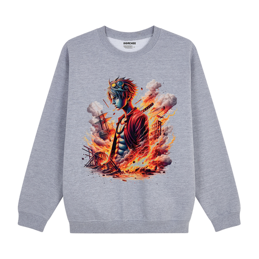 Ace Fiery Destruction One Piece Sweatshirt - Unisex