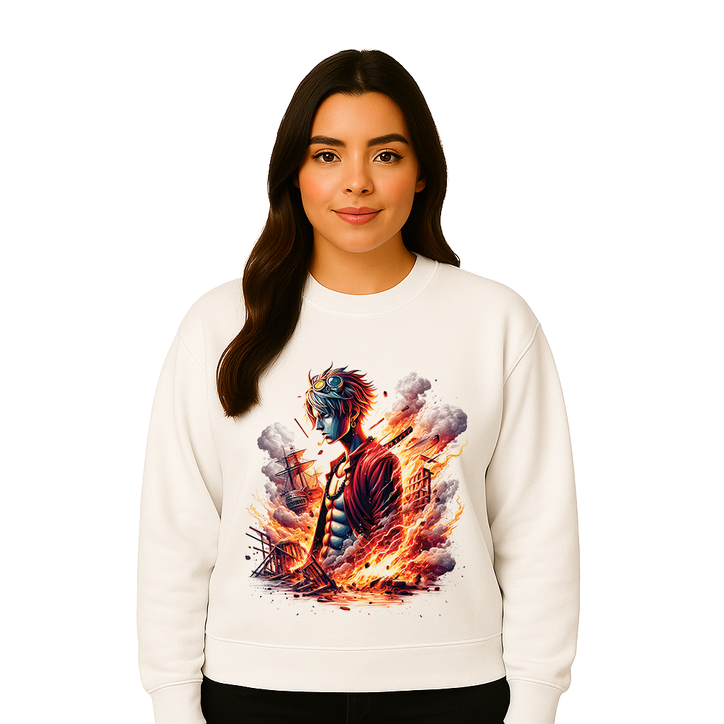 Ace Fiery Destruction One Piece Sweatshirt - Unisex
