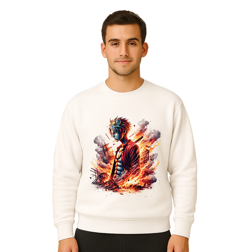 Ace Fiery Destruction One Piece Sweatshirt - Unisex