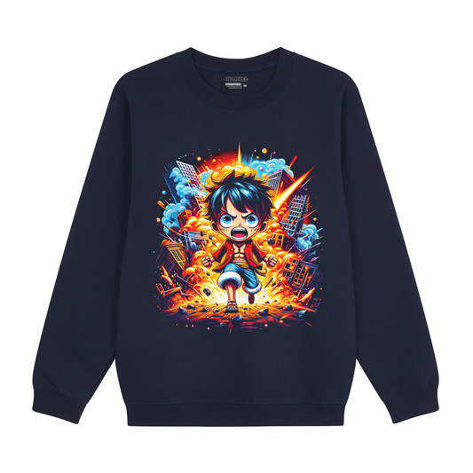 Luffy Running Through Fire One Piece Sweatshirt - Unisex
