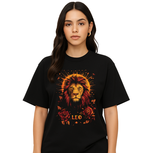 Leo Floral Sun Lion T-Shirt - Unisex