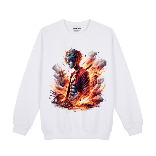 Ace Fiery Destruction One Piece Sweatshirt - Unisex