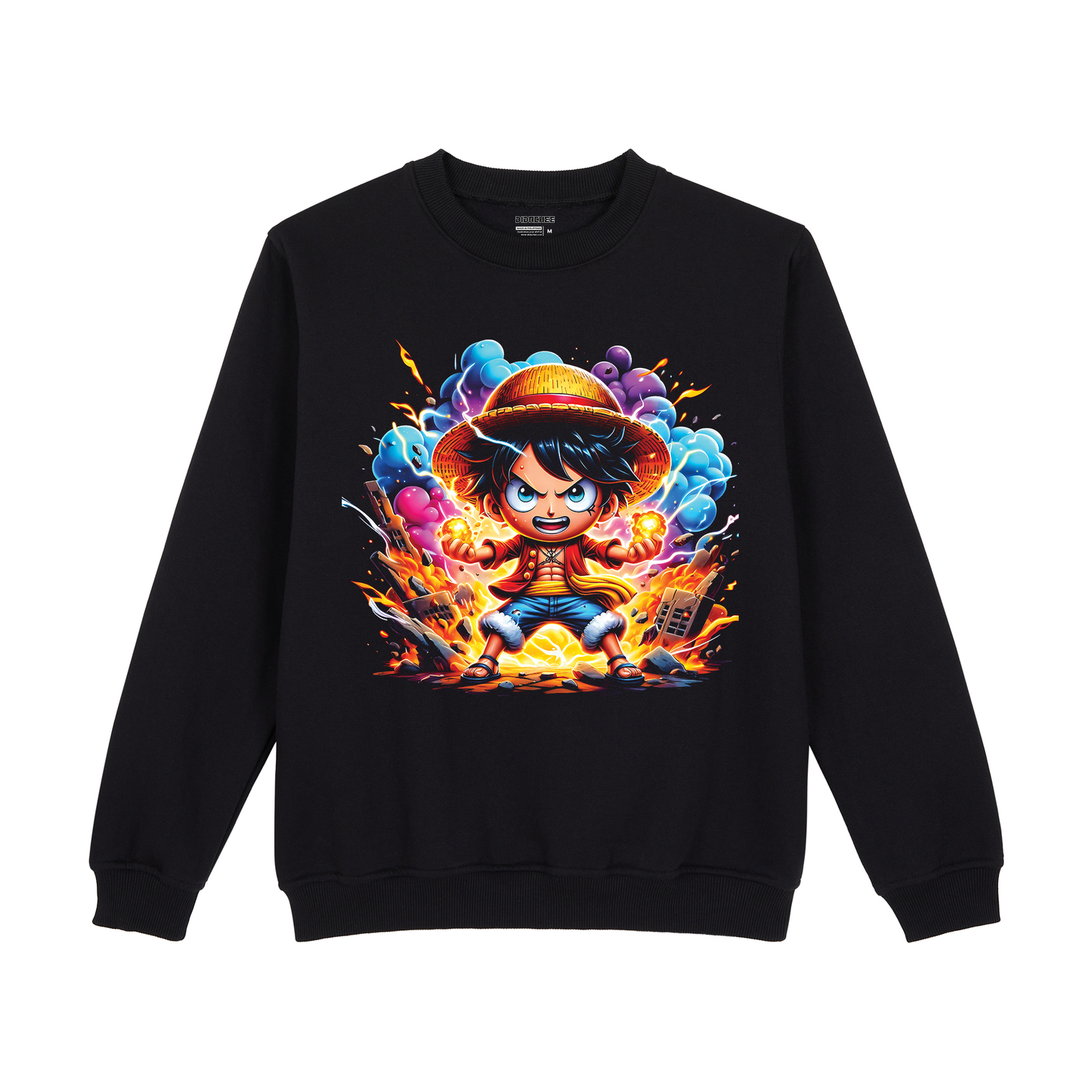 Chibi Luffy Fiery Punch One Piece Sweatshirt - Unisex