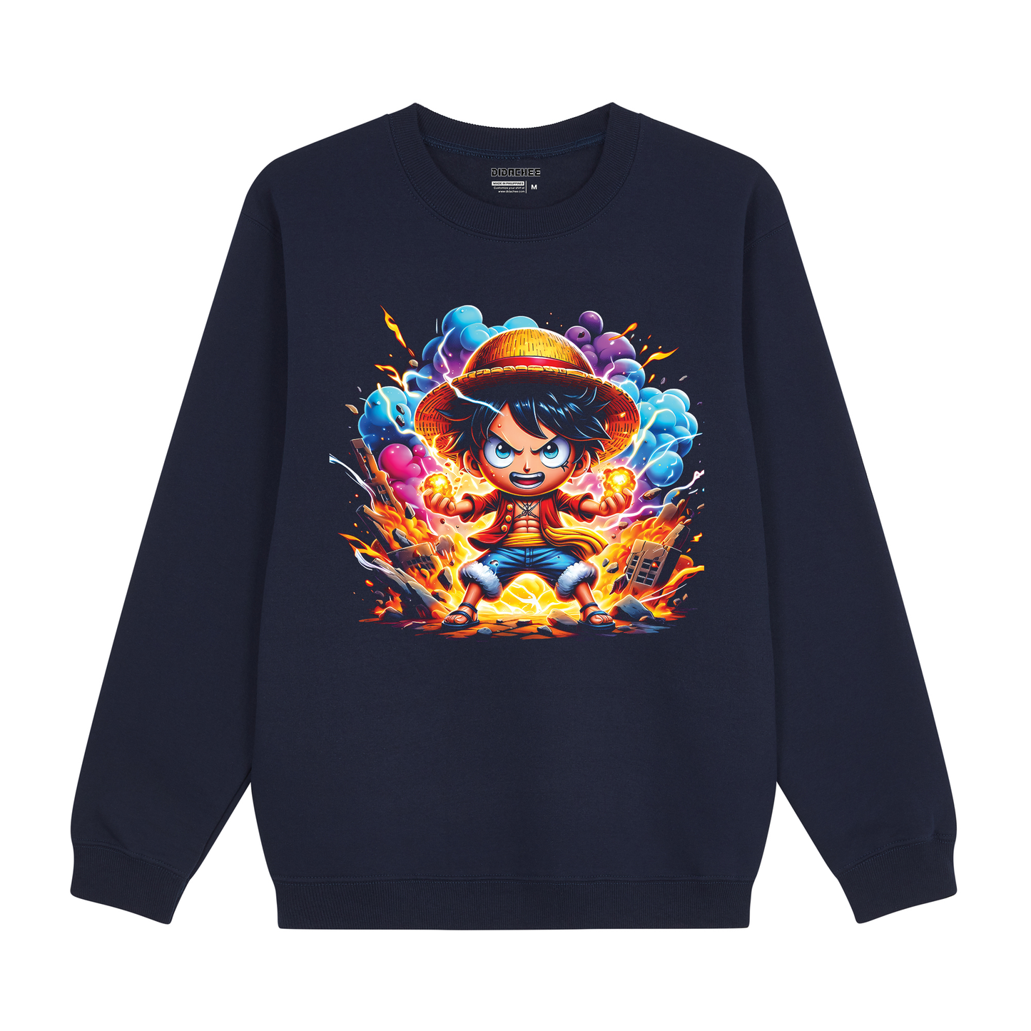 Chibi Luffy Fiery Punch One Piece Sweatshirt - Unisex