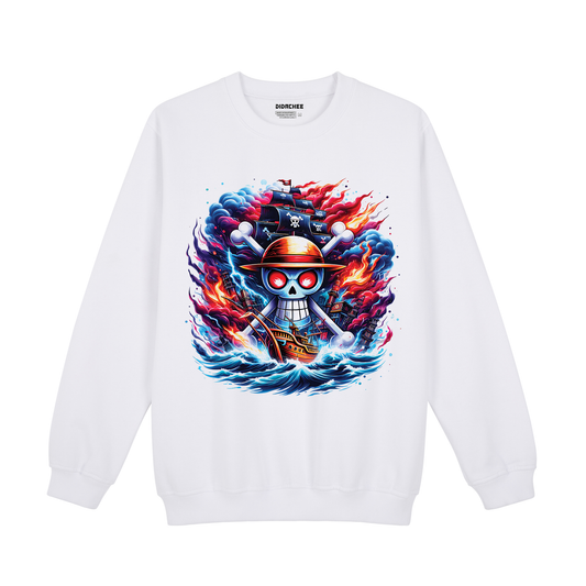 Jolly Roger in Flames One Piece Sweatshirt - Unisex