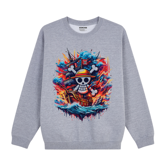 Straw Hat Jolly Roger Pirate Ship Sweatshirt - Unisex
