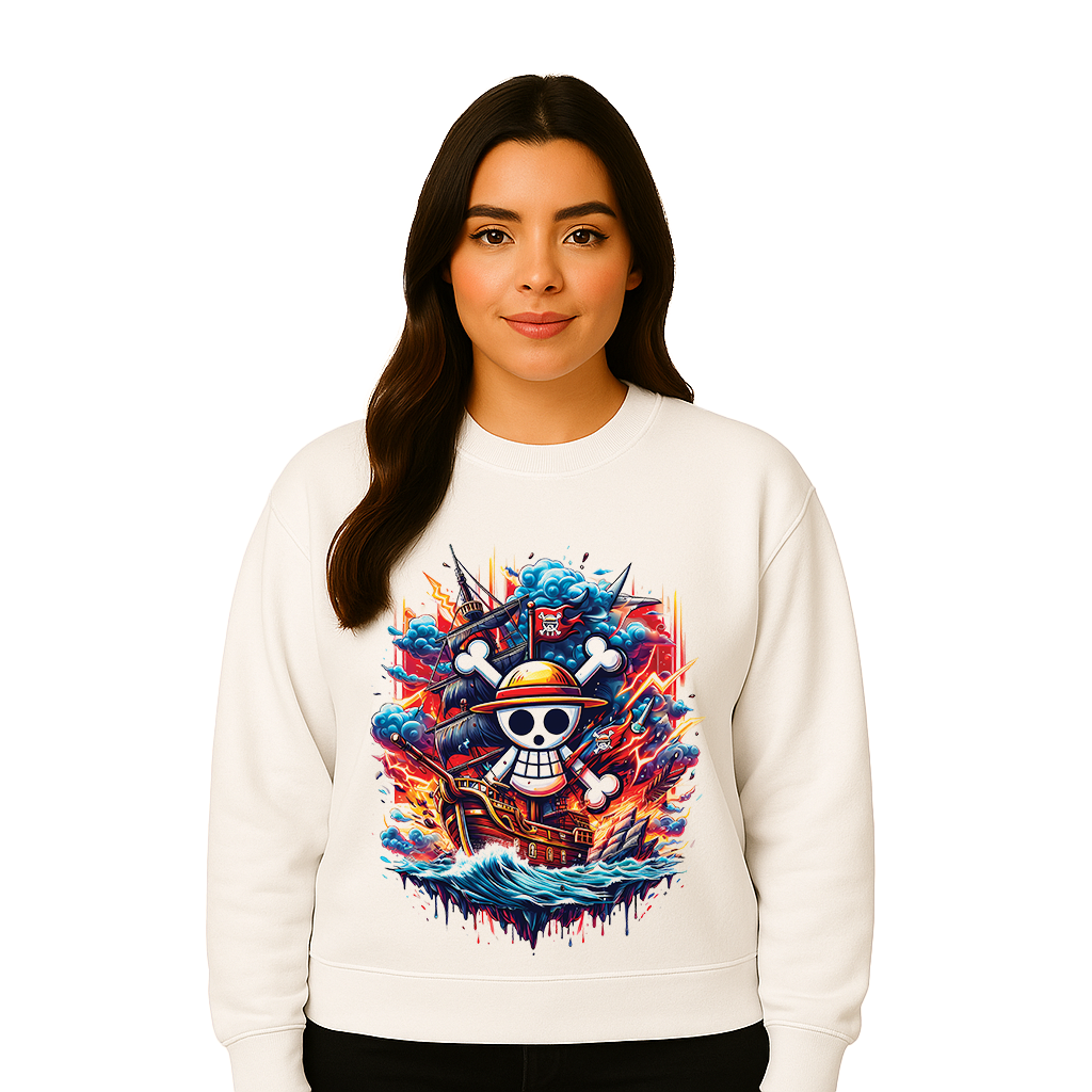 Straw Hat Jolly Roger Pirate Ship Sweatshirt - Unisex