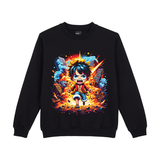 Luffy Running Through Fire One Piece Sweatshirt - Unisex