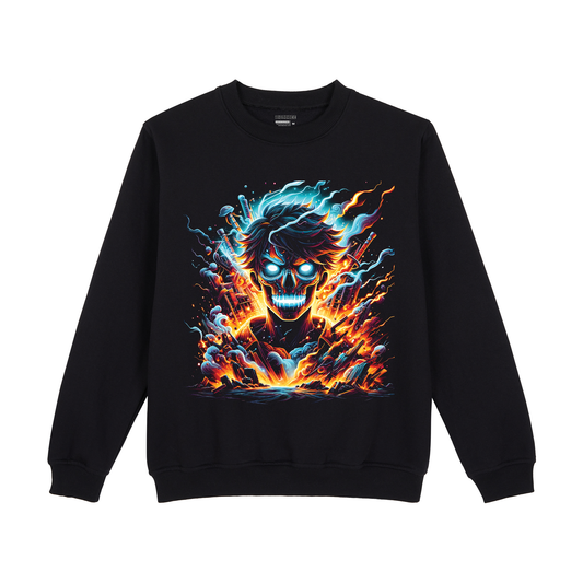 Luffy Flame Skull One Piece Sweatshirt - Unisex