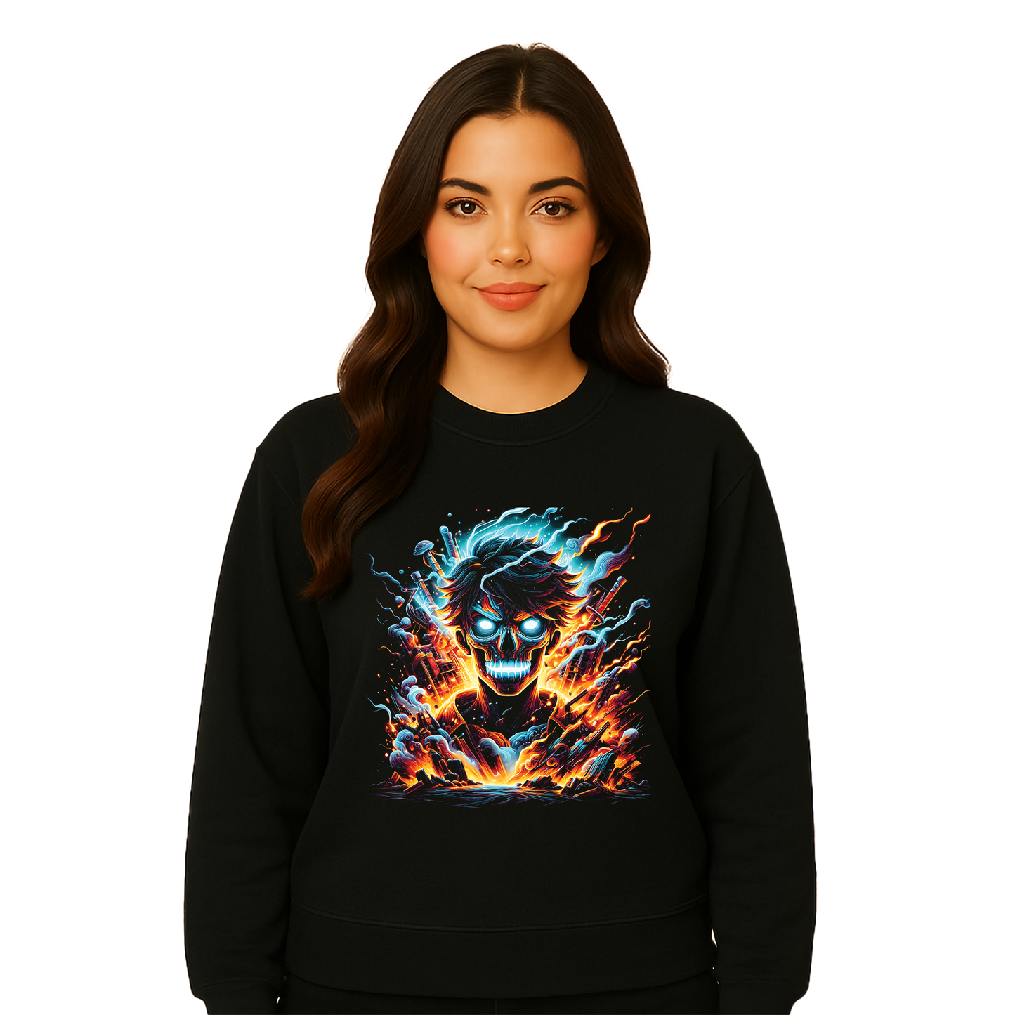 Luffy Flame Skull One Piece Sweatshirt - Unisex