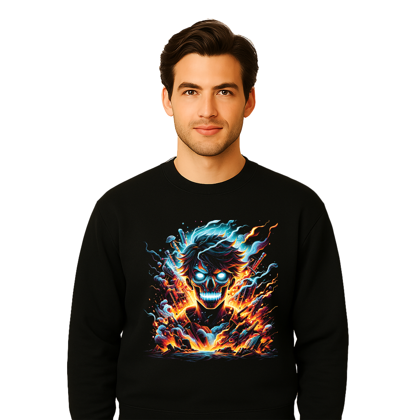 Luffy Flame Skull One Piece Sweatshirt - Unisex