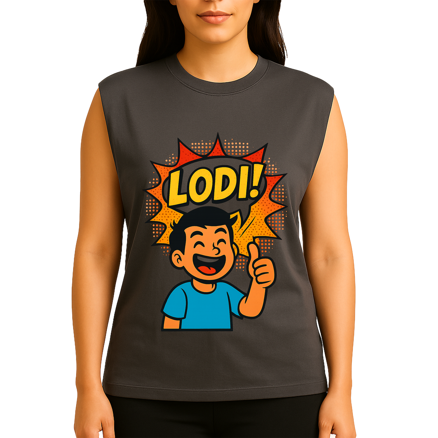 Lodi! Pop Art Filipino Slang Muscle Tee (Blue Shirt Guy) - Unisex